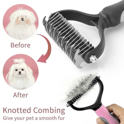 2-in-1 Pet Deshedding Brush for Dogs & Cats