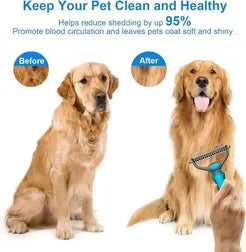 2-in-1 Pet Deshedding Brush for Dogs & Cats